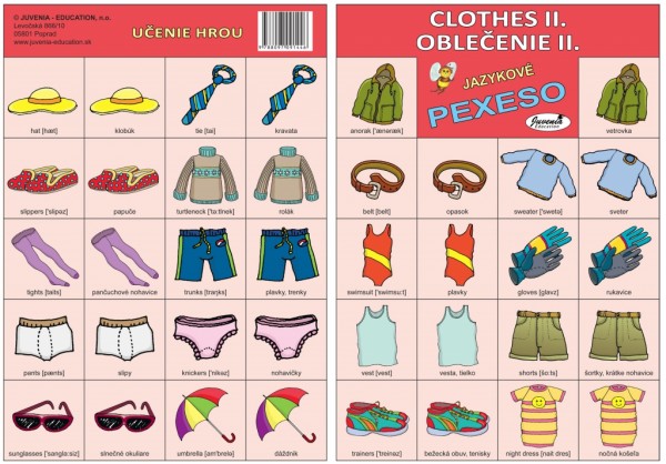 Jazykové pexeso Clothes II Oblečenie II Buse Bee