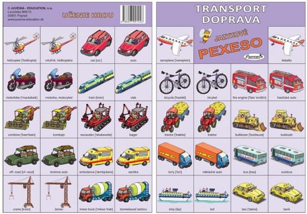 Busy Bee Jazykové pexeso Transport Doprava